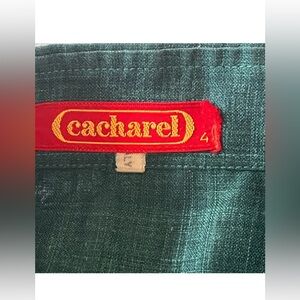 Vintage Cacharel Green Linen Lightweight Shirt Jacket